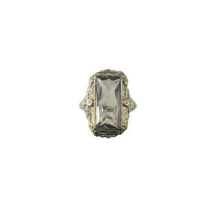 14 Karat White, Yellow and Rose Gold Filigree Amethyst Ring Size 7 #22650